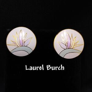 Vintage Laurel Burch Bird of Paradise Post Earrings, Gold Plated, 1980 Vintage